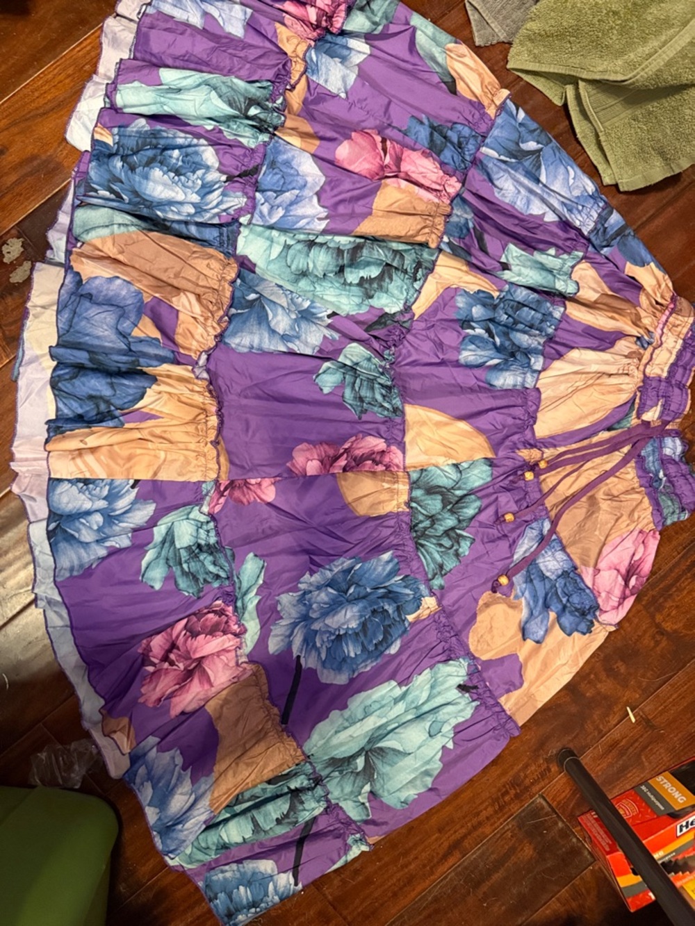 Purple Floral Tiered Maxi Skirt